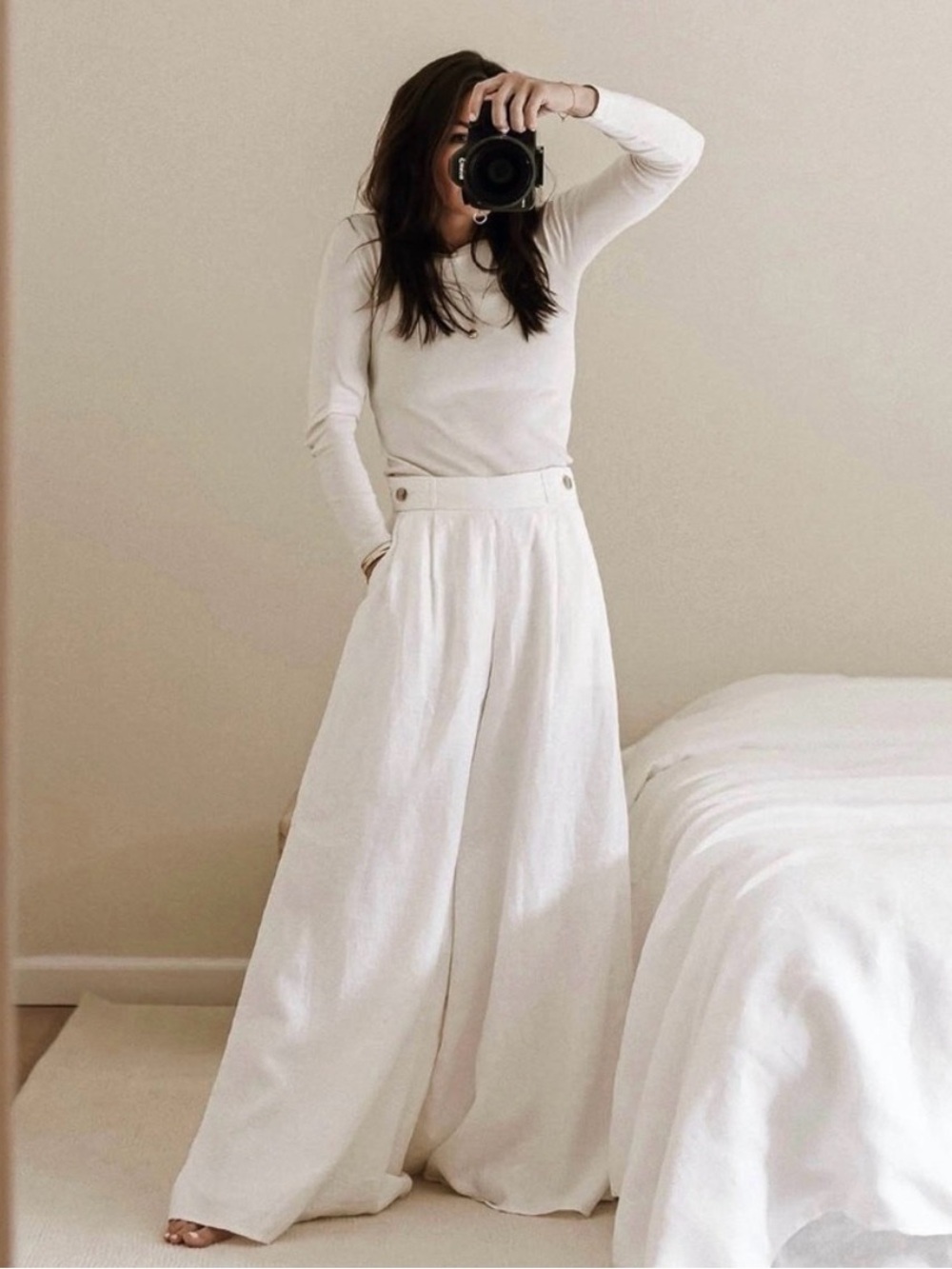 Banana Republic Lina Linen Wide-Leg High-Waist Pants